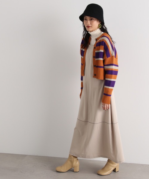 N.（N. Natural Beauty Basic）（エヌエヌナチュラルビューティーベーシック）の「◆前後２ＷＡＹボーダーショートカーディガン（カーディガン/ボレロ・レディース・オレンジ/ネイビー・MEDIUM）」の7枚目の写真