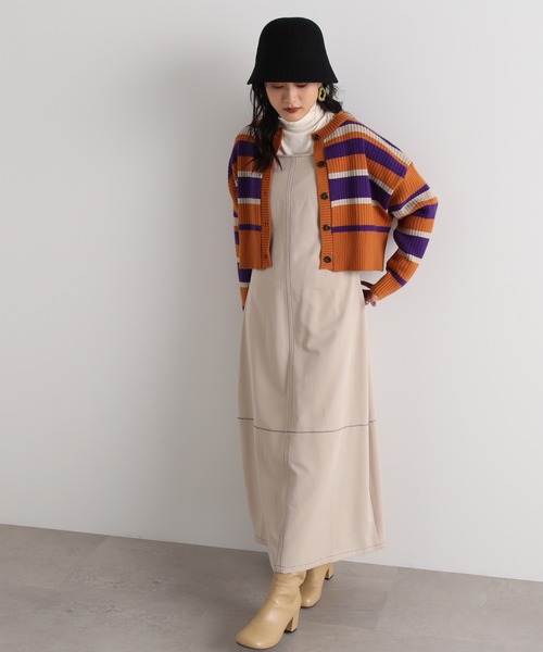 N.（N. Natural Beauty Basic）（エヌエヌナチュラルビューティーベーシック）の「◆前後２ＷＡＹボーダーショートカーディガン（カーディガン/ボレロ・レディース・オレンジ/ネイビー・MEDIUM）」の8枚目の写真