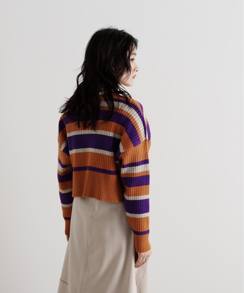 N.（N. Natural Beauty Basic）（エヌエヌナチュラルビューティーベーシック）の「◆前後２ＷＡＹボーダーショートカーディガン（カーディガン/ボレロ・レディース・オレンジ/ネイビー・MEDIUM）」の10枚目の写真