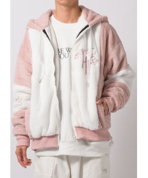 RE730(アールイーセブンサーティー)の「RE730 ふわふわもこもこのかわいいファーブルゾン(ブルゾン・メンズ・ブラック/ベージュ/サックスブルー/ピンク・MEDIUM/LARGE/X-LARGE)」の19枚目の写真