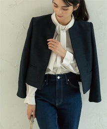 OPAQUE.CLIP | DELEGANT ツイードジャケット【OPAQUE.CLIP NAVY】(ノーカラージャケット)