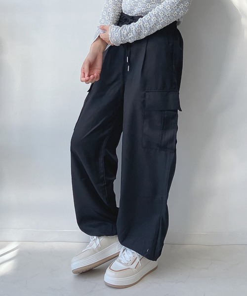 AS KNOW AS plus(アズノゥアズプラス)の「♪ドロストカーゴパンツ(カーゴパンツ・レディース・ブラック/カーキ/ピンクベージュ・FREE)」の2枚目の写真
