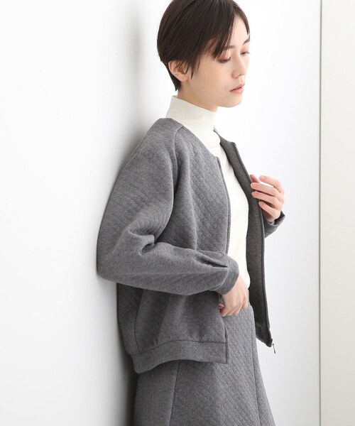 INDIVI（インディヴィ）の「【LIFE/SETUP可能】キルティング ジャージカーディガン（カーディガン/ボレロ・レディース・チャコール/ライトグレー系8・38/34）」の2枚目の写真
