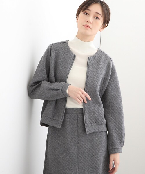 INDIVI（インディヴィ）の「【LIFE/SETUP可能】キルティング ジャージカーディガン（カーディガン/ボレロ・レディース・チャコール/ライトグレー系8・38/34）」の3枚目の写真
