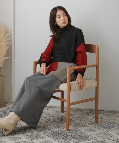 Bou Jeloud(ブージュルード)の「ブロッキングチュニック(Tシャツ/カットソー・レディース・ブラック/チャコールグレー/ベージュ・38)」の18枚目の写真