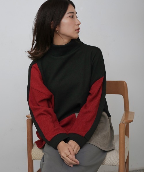 Bou Jeloud(ブージュルード)の「ブロッキングチュニック(Tシャツ/カットソー・レディース・ブラック/チャコールグレー/ベージュ・38)」の19枚目の写真