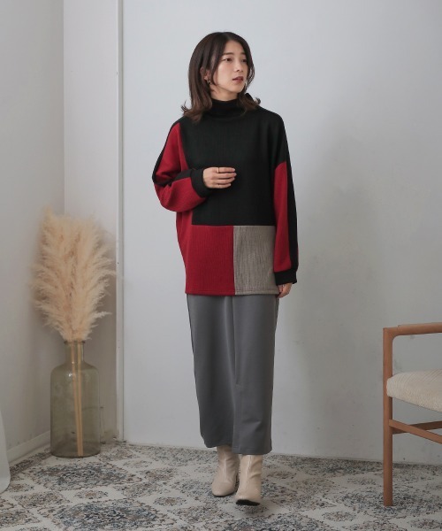 Bou Jeloud(ブージュルード)の「ブロッキングチュニック(Tシャツ/カットソー・レディース・ブラック/チャコールグレー/ベージュ・38)」の20枚目の写真