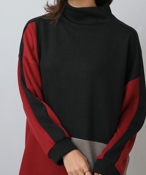 Bou Jeloud(ブージュルード)の「ブロッキングチュニック(Tシャツ/カットソー・レディース・ブラック/チャコールグレー/ベージュ・38)」の21枚目の写真