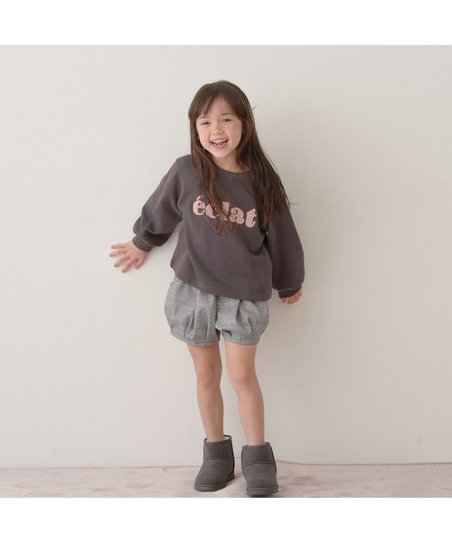 Lycee mine(リセマイン)の「【表コットン毛玉バイバイ】サガラ刺しゅうロゴスウェット(スウェット・キッズ・アイボリー/ミント/ベージュ/チャコール/ピンク・100cm/110cm/120cm/130cm/140cm/150cm)」の1枚目の写真