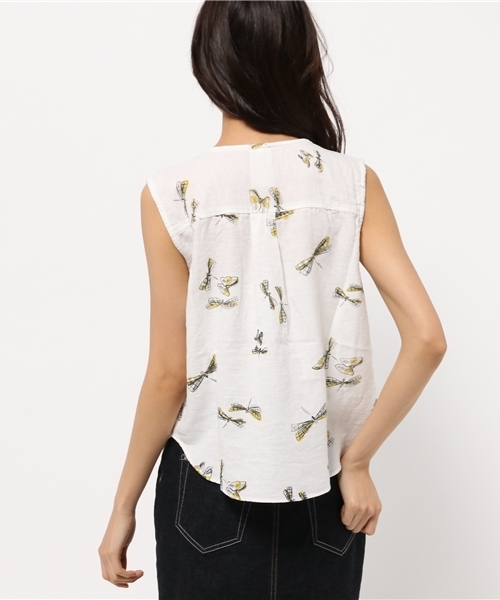 CIAOPANIC（チャオパニック）の「【Ciaopanic】　トンボ柄ノースリBL（シャツ/ブラウス・レディース・オフホワイト/ライトグレー・FREE）」の6枚目の写真