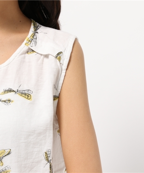 CIAOPANIC（チャオパニック）の「【Ciaopanic】　トンボ柄ノースリBL（シャツ/ブラウス・レディース・オフホワイト/ライトグレー・FREE）」の8枚目の写真