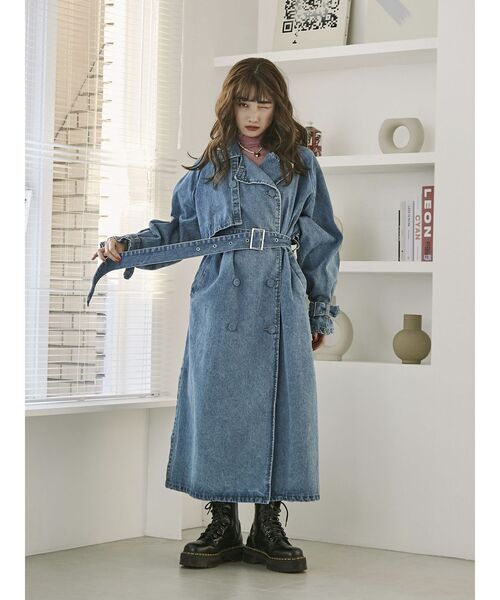 jouetie(ジュエティ)の「デニムトレンチコート【スプリングコート】(トレンチコート・レディース・ライトブルー/ブラック・MEDIUM)」の5枚目の写真