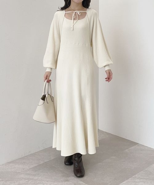 mysty woman（ミスティウーマン）の「ボレロドッキングニットワンピース 178444（ワンピース・レディース・ブラウン/ブラック/アイボリー・FREE）」の16枚目の写真