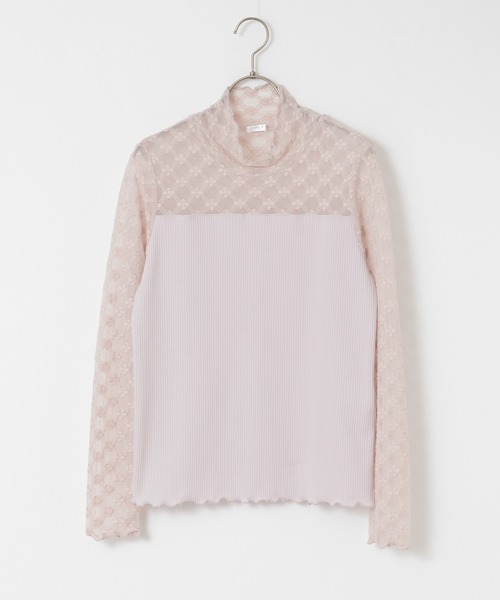 Honeys（ハニーズ）の「レース切替ハイネック（Tシャツ/カットソー・レディース・ホワイト/ブラック/ピンクベージュ/クリーム・S/M/L）」の22枚目の写真