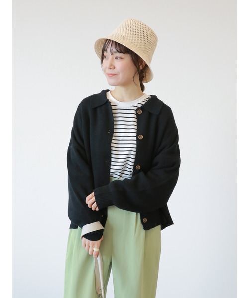 ehka sopo（エヘカソポ）の「襟付カーディガン（カーディガン/ボレロ・レディース・ブラック/グリーン/ベージュ/オフホワイト・ﾌﾘ-）」の7枚目の写真