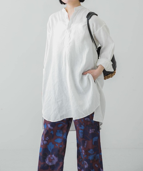 かぐれ（カグレ）の「リネンチュニックシャツ（シャツ/ブラウス・レディース・ブラック/オフホワイト/ナチュラル・FREE）」の13枚目の写真