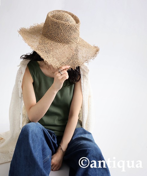 antiqua（アンティカ）の「綿混素材リブタンクトップ（タンクトップ・レディース・グリーン/ネイビー/ダークグレー/ホワイト/ベージュ/ブラック/レッド・M/L）」の22枚目の写真