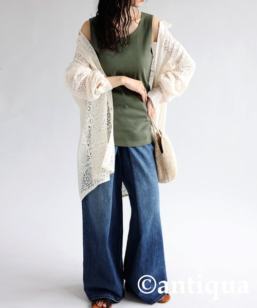 antiqua（アンティカ）の「綿混素材リブタンクトップ（タンクトップ・レディース・グリーン/ネイビー/ダークグレー/ホワイト/ベージュ/ブラック/レッド・M/L）」の19枚目の写真