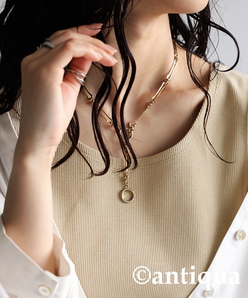 antiqua（アンティカ）の「綿混素材リブタンクトップ（タンクトップ・レディース・グリーン/ネイビー/ダークグレー/ホワイト/ベージュ/ブラック/レッド・M/L）」の18枚目の写真