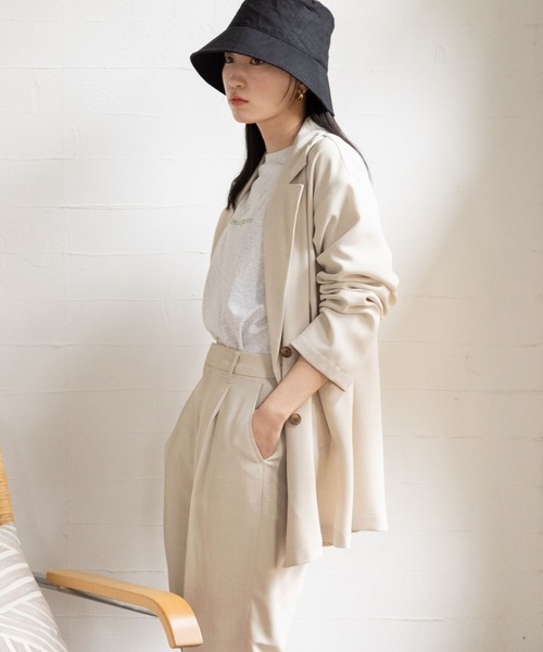 LOWRYS FARM（ローリーズファーム）の「バスケットルーズジャケット　174701（テーラードジャケット・レディース・ブラウン/ブラック/アイボリー・FREE）」の6枚目の写真