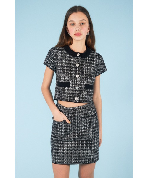 ニット セーター ツイードニットトップス / Tweed Knit Tops レディース SLY（スライ）の「SUMMER TWEED KNIT TOPS サマーツイード