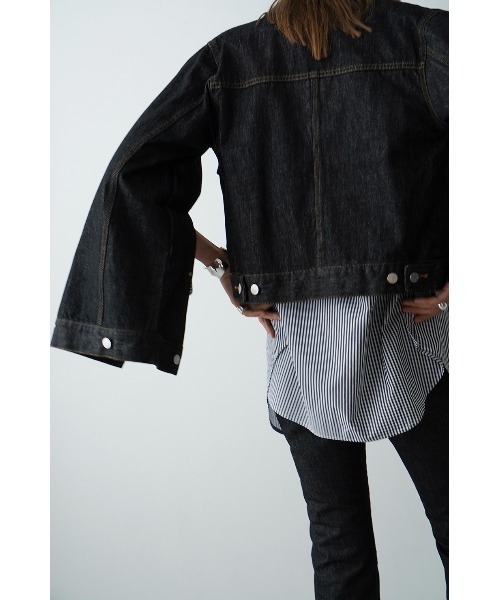 CLANE（クラネ）の「CLANE/クラネ/BELL SLEEVE COMPACT JEAN JACKET（デニムジャケット・レディース・ブラック/アイボリー・1）」の19枚目の写真