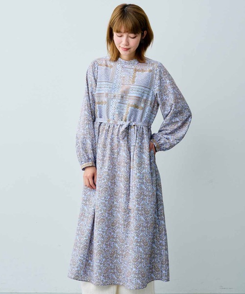 【セール】ＭＥＤＥ１９Ｆ 変形ペイズリープリントのロングワンピース（ワンピース）｜MEDE19F（メデジュウキュウ）