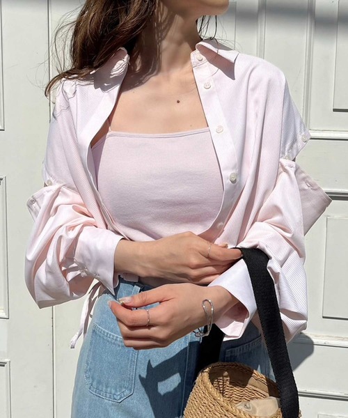 one after another NICE CLAUP（ワンアフターアナザーナイスクラップ）の「カップ付きシンプルキャミソール（キャミソール・レディース・オフホワイト/ブラック/ピンク/オートミール・FREE）」の2枚目の写真