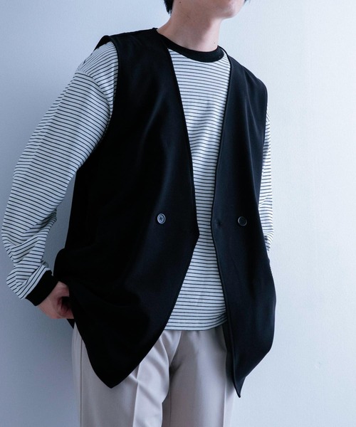 ITEMS URBANRESEARCH(アイテムズ アーバンリサーチ)の「ダブルブレスト TRジレ(ベスト・メンズ・ブラック/ライトグレー/ベージュ・LARGE/MEDIUM)」の5枚目の写真