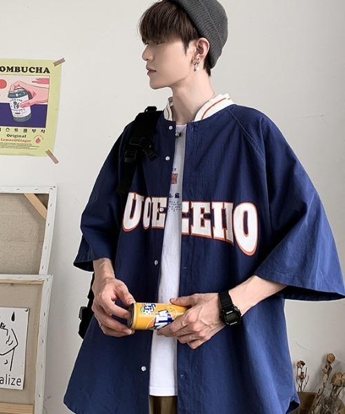B.I.D.(ビーアイディー)の「【Bz】 ルーズシルエット半袖スタジャン風シャツ(シャツ/ブラウス・レディース・ネイビー/グリーン/ホワイト・MEDIUM/LARGE/X-LARGE)」の9枚目の写真