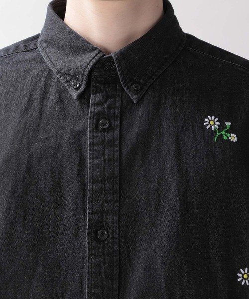 RAGEBLUE（レイジブルー）の「フラワー刺繍/デニムビッグシャツ