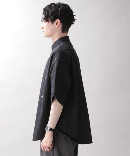 RAGEBLUE（レイジブルー）の「フラワー刺繍/デニムビッグシャツ