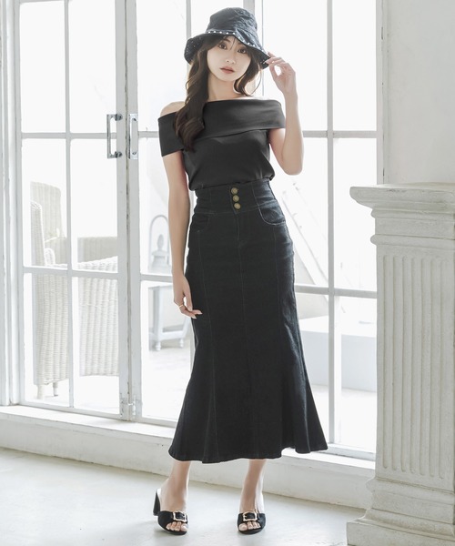 Julia Boutique（ジュリアブティック）の「オフショルダーリブニットトップス/23052（ニット/セーター・レディース・ピンク/ブラック/ベージュ/チャコール・ONE）」の11枚目の写真