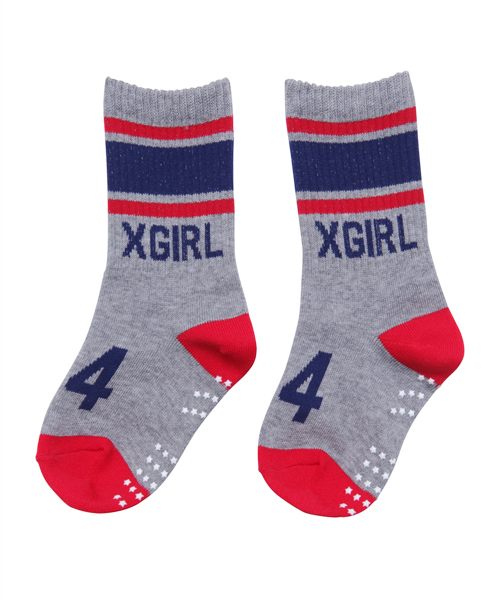 X-girl Stages（エックスガールステージス）の「LINED NUMBERING SOCKS（ソックス/靴下・キッズ・ホワイト/アッシュ/ネイビー・LARGE/MEDIUM/SMALL）」の3枚目の写真