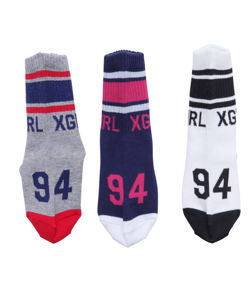 X-girl Stages（エックスガールステージス）の「LINED NUMBERING SOCKS（ソックス/靴下・キッズ・ホワイト/アッシュ/ネイビー・LARGE/MEDIUM/SMALL）」の4枚目の写真