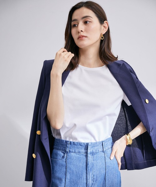 ROPE'(ロペ)の「スーピマコットンTEE(Tシャツ/カットソー・レディース・ホワイト・38)」の4枚目の写真