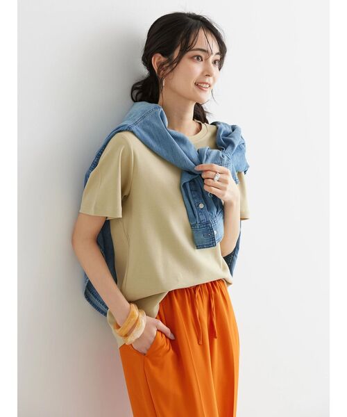 AMERICAN HOLIC（アメリカンホリック）の「Daily! クルーネック半袖カットプルオーバー1（Tシャツ/カットソー・レディース・ブラック/オフホワイト/ライトピンク/ライトイエロー/ブラウン・M/L/S）」の9枚目の写真