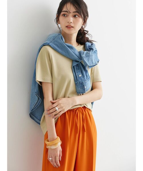 AMERICAN HOLIC（アメリカンホリック）の「Daily! クルーネック半袖カットプルオーバー1（Tシャツ/カットソー・レディース・ブラック/オフホワイト/ライトピンク/ライトイエロー/ブラウン・M/L/S）」の10枚目の写真