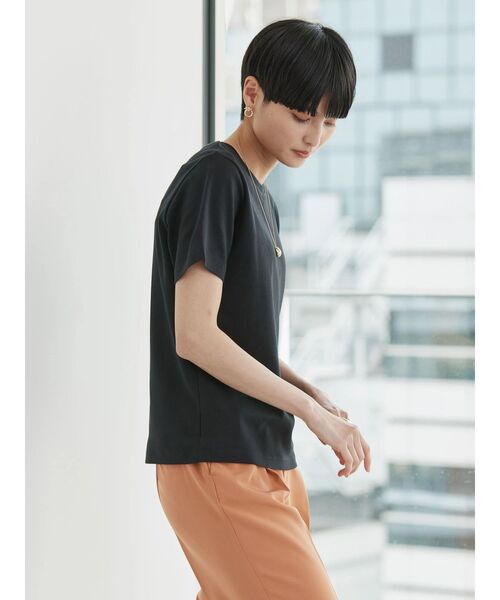 AMERICAN HOLIC（アメリカンホリック）の「Daily! クルーネック半袖カットプルオーバー1（Tシャツ/カットソー・レディース・ブラック/オフホワイト/ライトピンク/ライトイエロー/ブラウン・M/L/S）」の13枚目の写真