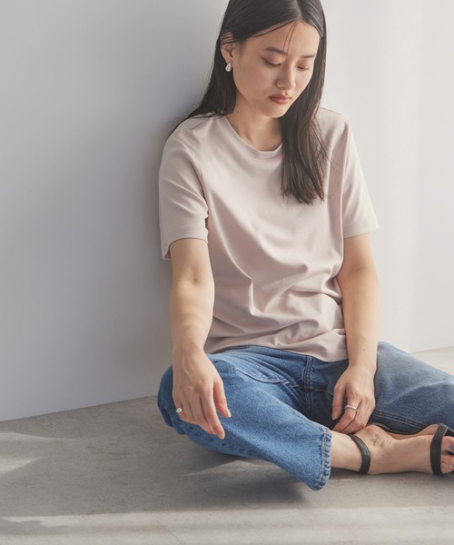 AMERICAN HOLIC（アメリカンホリック）の「Daily! クルーネック半袖カットプルオーバー1（Tシャツ/カットソー・レディース・ブラック/オフホワイト/ライトピンク/ライトイエロー/ブラウン・M/L/S）」の5枚目の写真