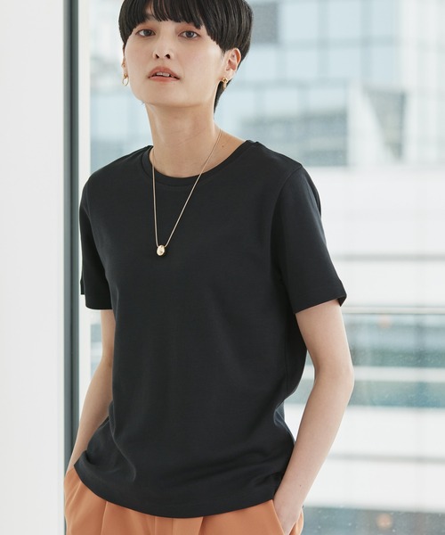 AMERICAN HOLIC（アメリカンホリック）の「Daily! クルーネック半袖カットプルオーバー1（Tシャツ/カットソー・レディース・ブラック/オフホワイト/ライトピンク/ライトイエロー/ブラウン・M/L/S）」の3枚目の写真