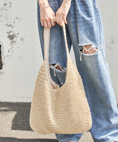 Auntie Rosa Holiday（アンティローザホリデー）の「ラフィアトートバッグ（トートバッグ・レディース・ナチュラル/ベージュ・FREE）」の2枚目の写真