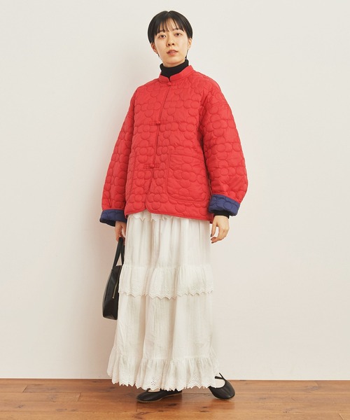 CHILD WOMAN（チャイルドウーマン）の「ナイロンタフタフラワーキルティング ショートコート（その他アウター・レディース・ブラック/レッド/カーキ・FREE）」の12枚目の写真