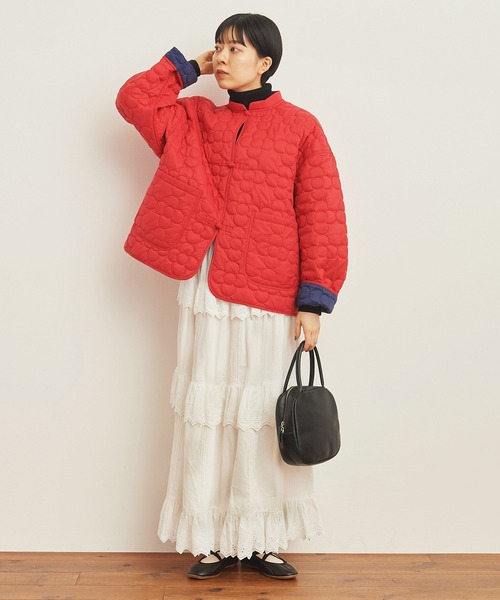 CHILD WOMAN（チャイルドウーマン）の「ナイロンタフタフラワーキルティング ショートコート（その他アウター・レディース・ブラック/レッド/カーキ・FREE）」の9枚目の写真