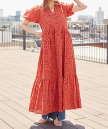 w closet | カットワーク刺繍バックリボンワンピース(ワンピース)