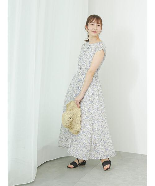 Te chichi TERRASSE（テチチテラス）の「花柄プリントワンピース（ワンピース・レディース・ネイビー/オフホワイト/ミント・F）」の9枚目の写真