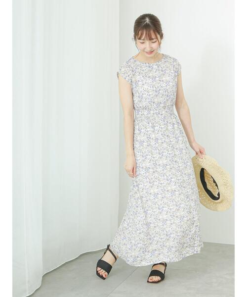 Te chichi TERRASSE（テチチテラス）の「花柄プリントワンピース（ワンピース・レディース・ネイビー/オフホワイト/ミント・F）」の5枚目の写真