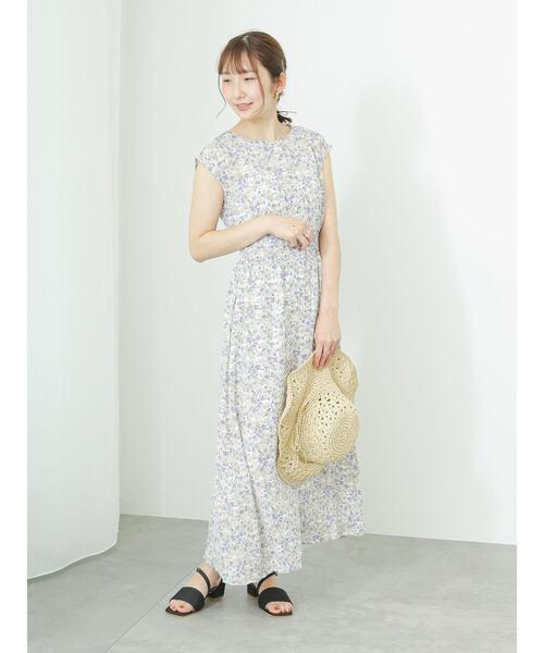 Te chichi TERRASSE（テチチテラス）の「花柄プリントワンピース（ワンピース・レディース・ネイビー/オフホワイト/ミント・F）」の8枚目の写真