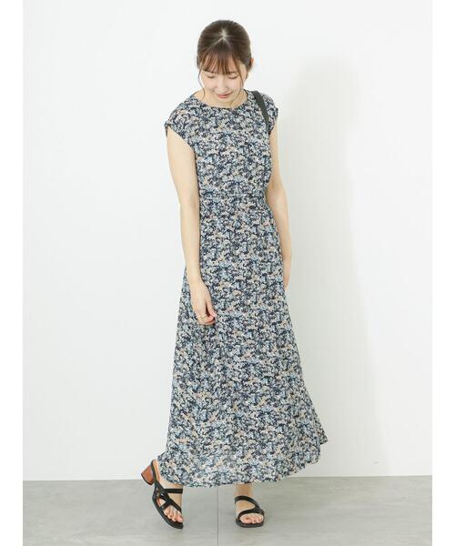 Te chichi TERRASSE（テチチテラス）の「花柄プリントワンピース（ワンピース・レディース・ネイビー/オフホワイト/ミント・F）」の12枚目の写真