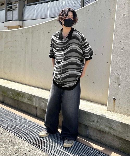 sedacle(セダクル)の「ウェーブジップポロニット(Tシャツ/カットソー・メンズ・ブラック/グリーン・MEDIUM/LARGE)」の9枚目の写真